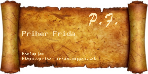 Priher Frida névjegykártya